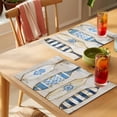 thumbnail image 4 of Blue Nautical Placemats Set of 6 Vintage Beach Summer Sailing Coastal Place Mats Indoor Wipeable Table Mats Washable Cloth Dining Table Placemats for Kitchen Holiday Party Home Decor 13x19 Inch, 4 of 9