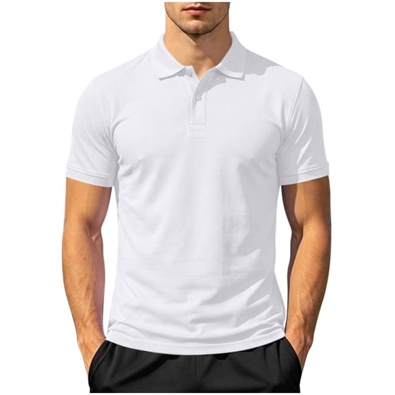 hotojiny Mens Golf Shirt Quick-Dry Short Sleeve Stretch Top Collared Athletic T-Shirt Lightweight Solid Color Workout Tee(White AA2,X-Large)