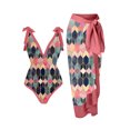 thumbnail image 2 of Yunliwuli Swimsuit with Cover up Set Summer Print Sleeveless Swimwear and Bandage Wrap Skirt for Women Beachwear Bathing Suits, 2 of 5