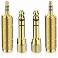 thumbnail image 1 of Chenchen Headphone Adapter 6.35mm (1/4 Inch) Male to 3.5mm (1/8 Inch) Female and 3.5 mm Male Plug to 6.35 mm Female Jack, Audio Stereo TRS Converter Adapters (4 -Pack Gold Plated), 1 of 1