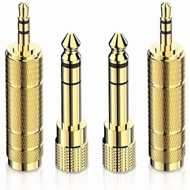Chenchen Headphone Adapter 6.35mm (1/4 Inch) Male to 3.5mm (1/8 Inch) Female and 3.5 mm Male Plug to 6.35 mm Female Jack, Audio Stereo TRS Converter Adapters (4 -Pack Gold Plated)