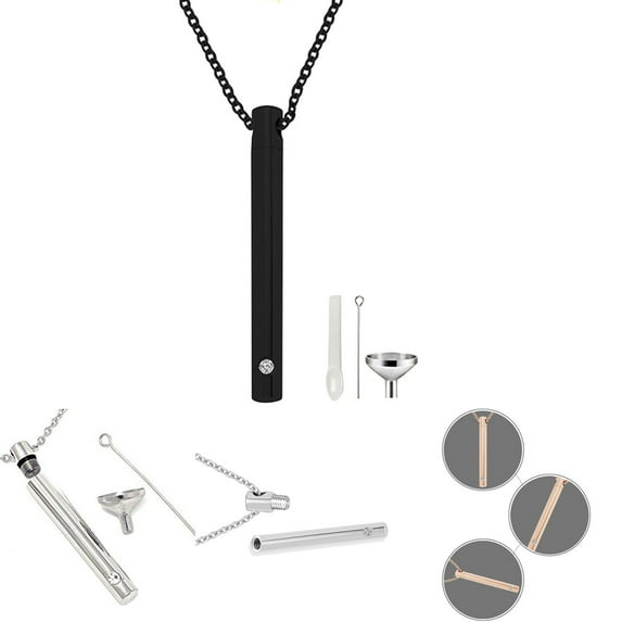 Cheers.US Stainless Steel Pet Memorial Cremation Ashes Necklace for Men Urn Necklaces for Ashes for Women Necklace Pendant Ash Case Holder
