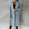 thumbnail image 4 of Yuyuzo Overcoats for Women Long Sleeve Full Length Lapel Neck Button Solid Color Coats with Pockets, 4 of 5
