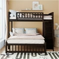 thumbnail image 2 of JERFIT Twin Over Full Bunk Bed with 6 Drawers & 3 Shelves, Space-Saving Solid Wood Loft Bed with Stairs, Espresso Finish, 2 of 10
