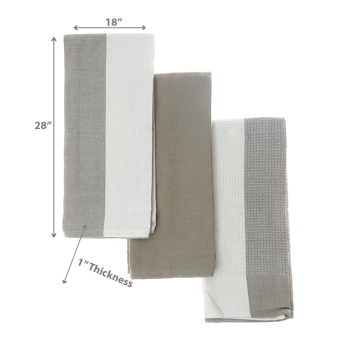 Kitchen Towel Set Of 3 PCs Block Print Oxford Tan