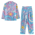 thumbnail image 4 of Renewold Soft Button Pajamas for Women Set Stretchy Softness Sleep Jogger Loungewear 2 Packs Abstract Hippie Daisy Loungewear Elastic Athletic Clothing Size XS, 4 of 6