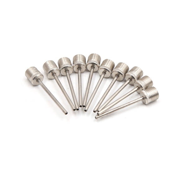 Air Pump Inflating Inflator Needle Nozzle 10pcs Silver Tone for Bike Bicycle