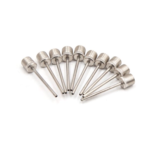 Air Pump Inflating Inflator Needle Nozzle 10pcs Silver Tone for Bike