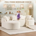 thumbnail image 5 of Timbernest 99" Modular Sectional Sofa with Pillows, Chenille L Shaped 3-Seater Couch with Deep Seat, White, 5 of 10
