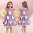 thumbnail image 6 of SGFCWSX Girls Party Dress Bunny Print Ruffle Short Sleeve Twirl Dress for Casual Daily Wear Purple Size 12-13 Years, 6 of 7
