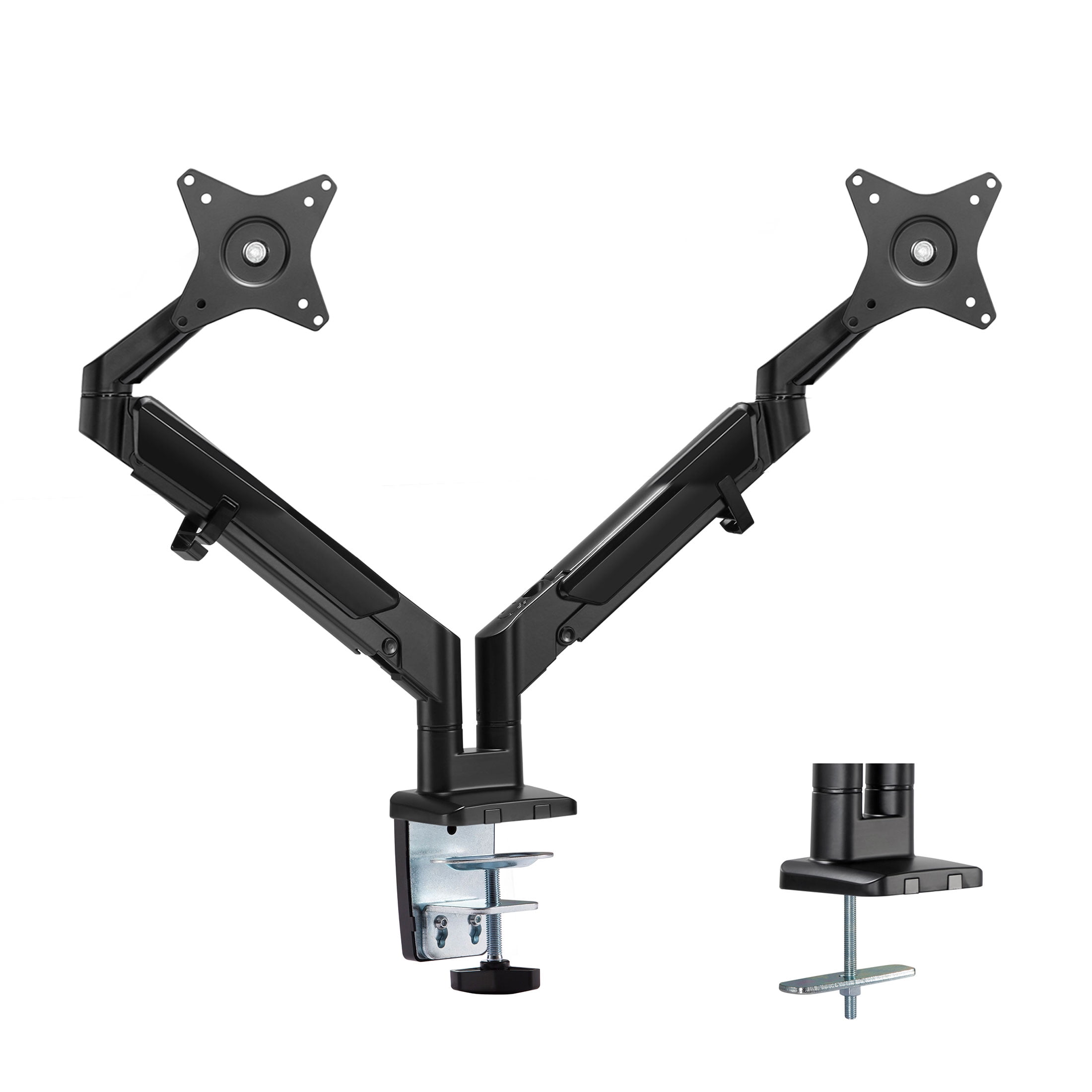 Mount-It! Dual Computer Monitor Mount With Low Profile Gas Spring Arms, Ergonomic