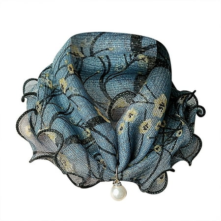 

Pgeraug scarfs for women Pearl Fungus Edge Gold Silk Bib Gold Lace Changeable Scarf Fashion Scarf Square Multi-color