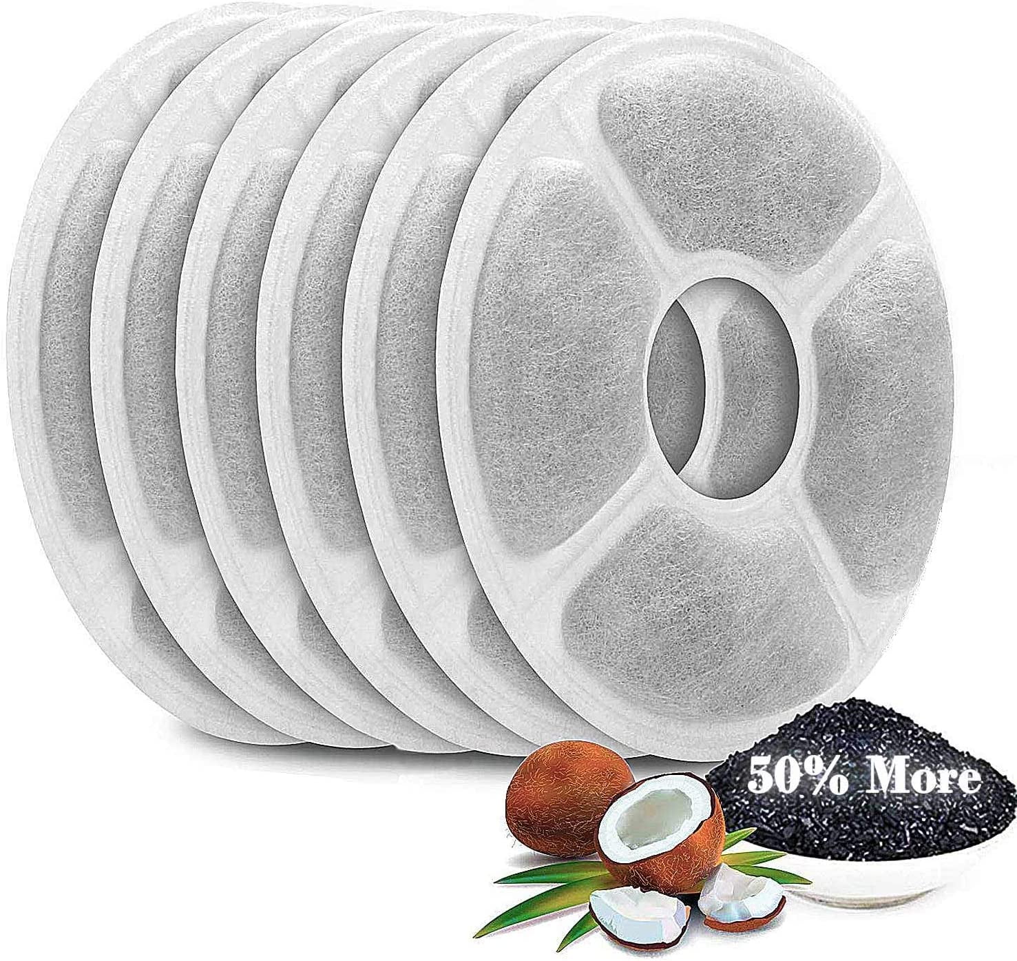 Cat Water Fountain Filters 6 Pack,50 More Activated Carbon Filters