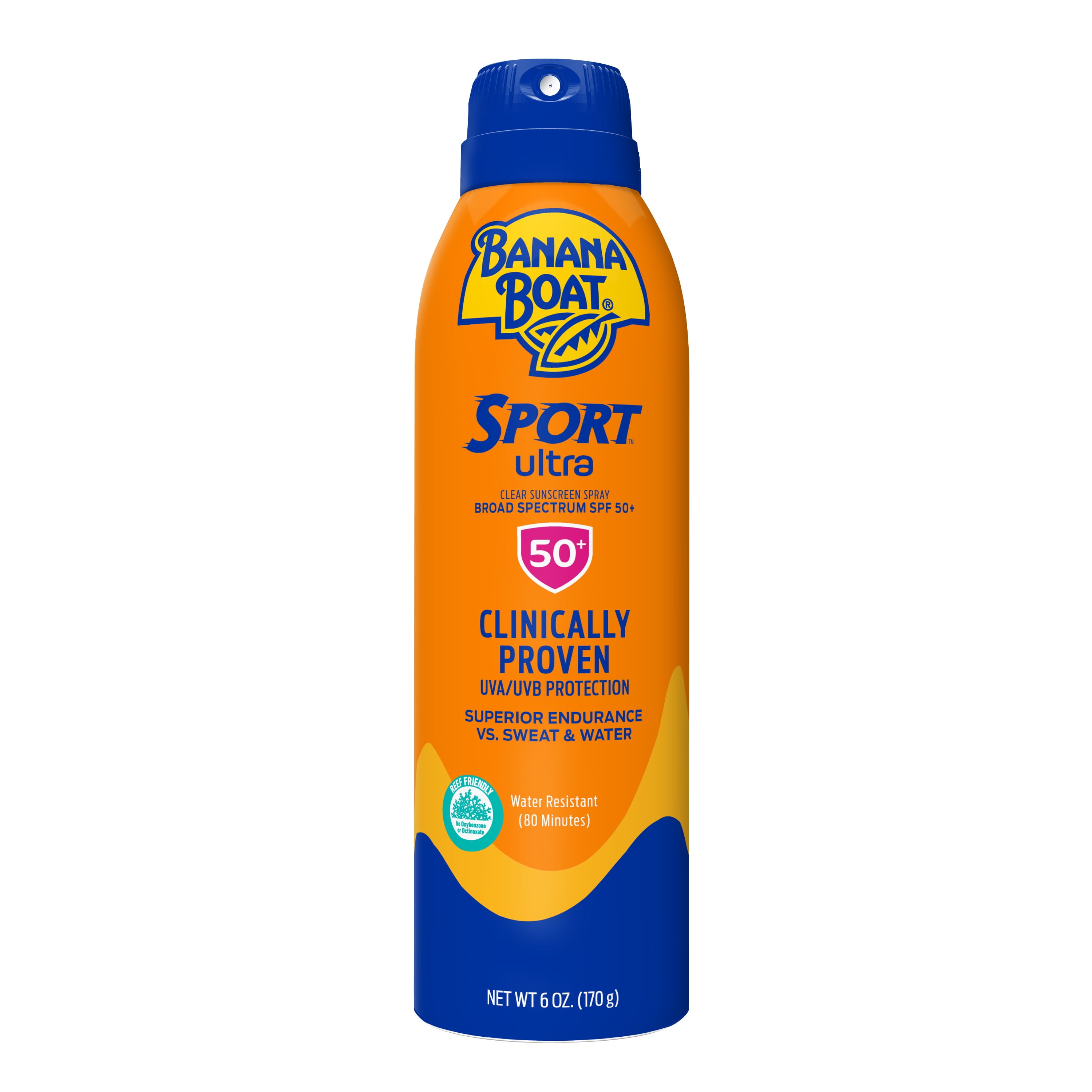 Banana Boat Sport Ultra Sunscreen Spray 6 Oz, 50 SPF, Water Resistant Sunblock (80 Minutes), Superior Endurance VS Sweat And Water