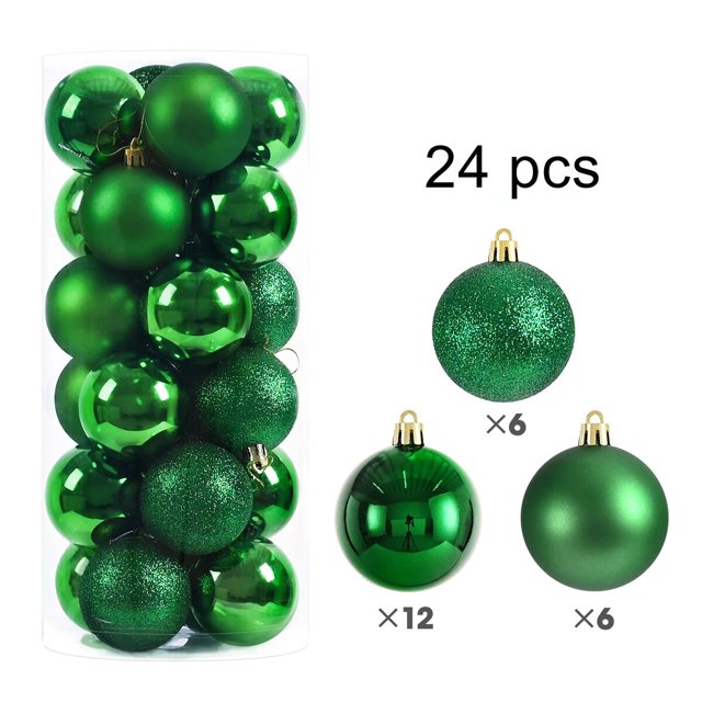 Adornos de bolas de Navidad de 16/24 piezas, corona de árbol de Navidad, 4/6/8cm, bolas colgantes inastillables, juego de decoraciones navideñas