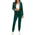 thumbnail image 1 of Gibobby Ropa interior mujer Mujer Casual moda sólido sudadera con capucha manga larga bolsillo camisa blusa cremallera cinturón elástico pantalón conjunto trajes（Verde， L), 1 of 4