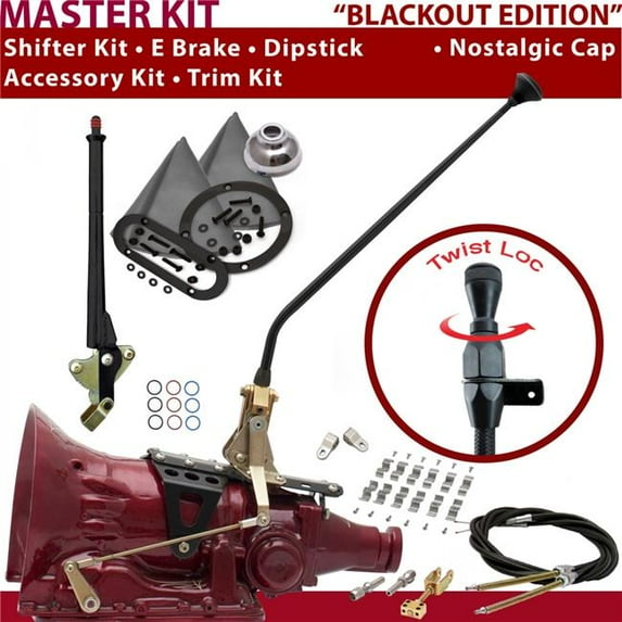 American Shifter 4L60 Shifter Kit 23 in. E Brake Cable Clamp Clevis Trim Kit Dipstick for D0CB8