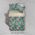 thumbnail image 3 of 3D Rosa Floral Planta Hojas Juego de Funda de edredón Juego de Funda Nórdica Fundas de almohada, 3 of 3
