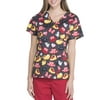 Disney's Mickey and Minnie Emoji Women's V-Neck Printed Scrub Top