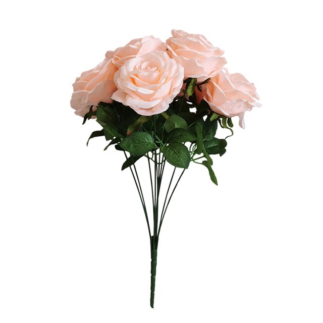 Ramo de rosas artificiales simulación floral decoración de la mesa de la oficina en casa centro de mesa rosa falsa, rosa claro kenally HA7033-03B