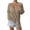 Khaki, variant on Women's Hollow out Knit Tops V Neck Long Sleeve Side Tie Loose Breathable Beach Vacation Cover up Shirts Khaki Free Size
