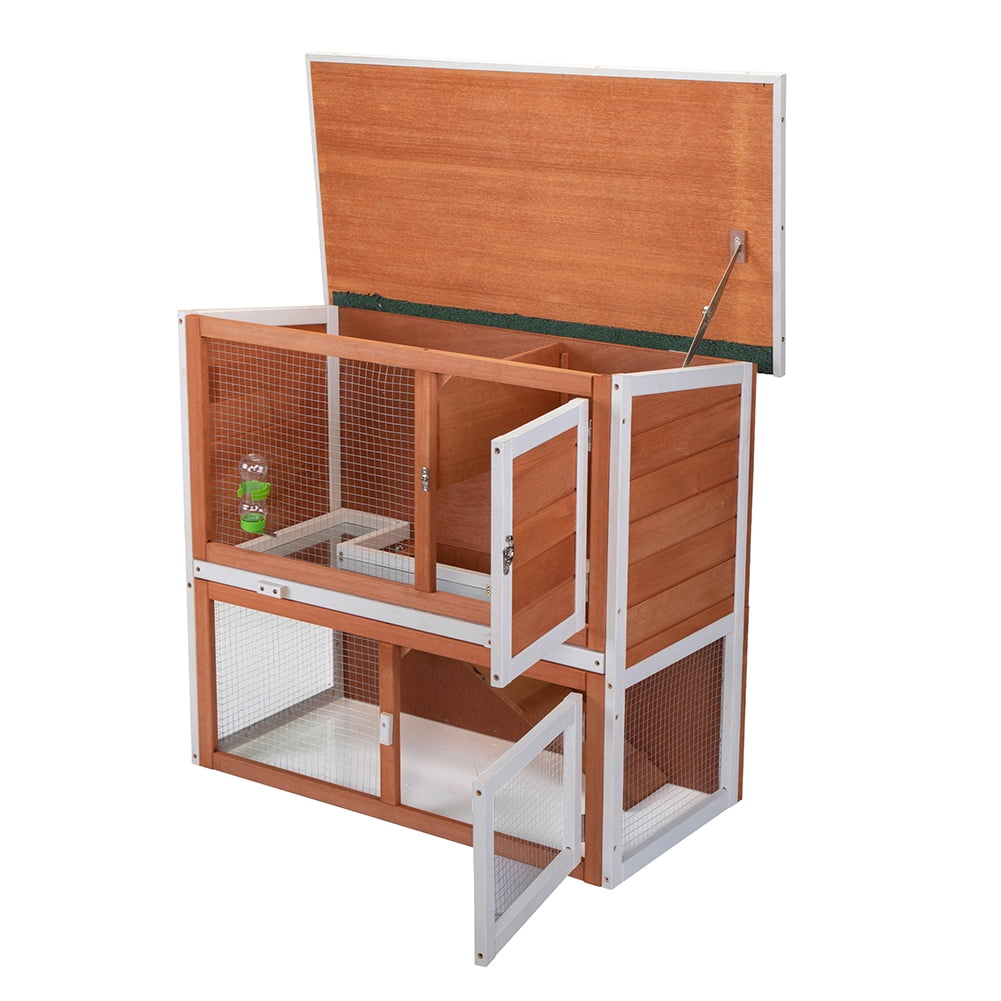 Kadyn Wooden Rabbit Cage, Small Animal Habitat Rabbit Cage with Ramp , Wooden Enclosure for Multiple Pets, Removable Tray and Weatherproof Top, For Indoor/Outdoor Use, Orange Kadyn Wooden Rabbit Cage, Small Animal Habitat Rabbit Cage with Ramp , Wooden Enclosure for Multiple Pets, Removable Tray and Weatherproof Top, For Indoor/Outdoor Use, Orange