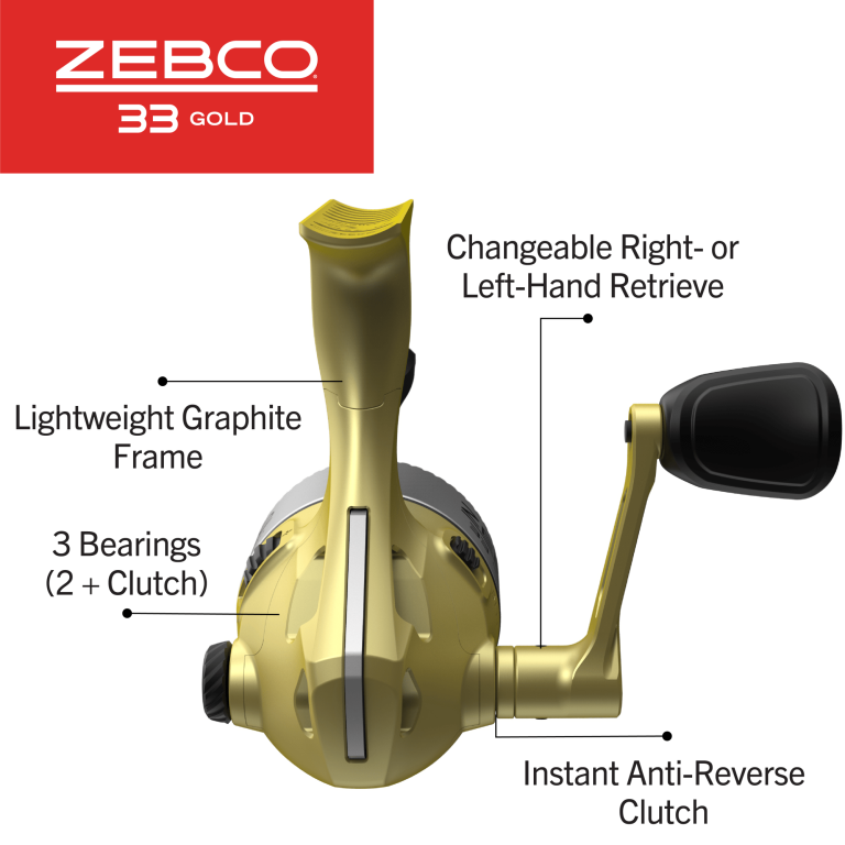 Zebco 33 Authentic Gold/Graphite Spincast Reel