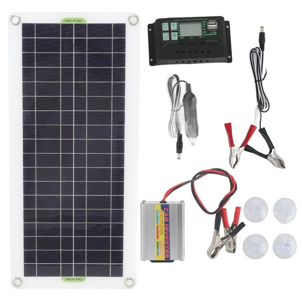 Kit de inicio de panel solar, kit de inversor solar de 12 V a 220 V 30 W con cargador de inversor solar el mejor de su clase
