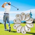 thumbnail image 2 of Cubierta de cabeza de golf Kusrkot PU Cuero bordado 10 piezas 1 juego Protector Plata, 2 of 8