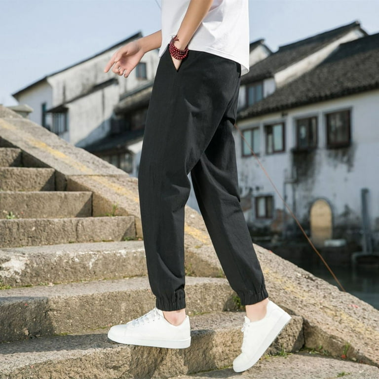 Haoxianjian Khaki Pants Mens Boys Gym Joggers Pants Men Fashion