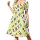 thumbnail image 1 of Vestido largo de manga corta con estampado amarillo de Mahjong para mujer., 1 of 7