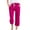 Hot Pink, variant on Women's Fragrant Hemp Solid Color Loose Women Fashion Drawstring Pants Seven Pants Pockets