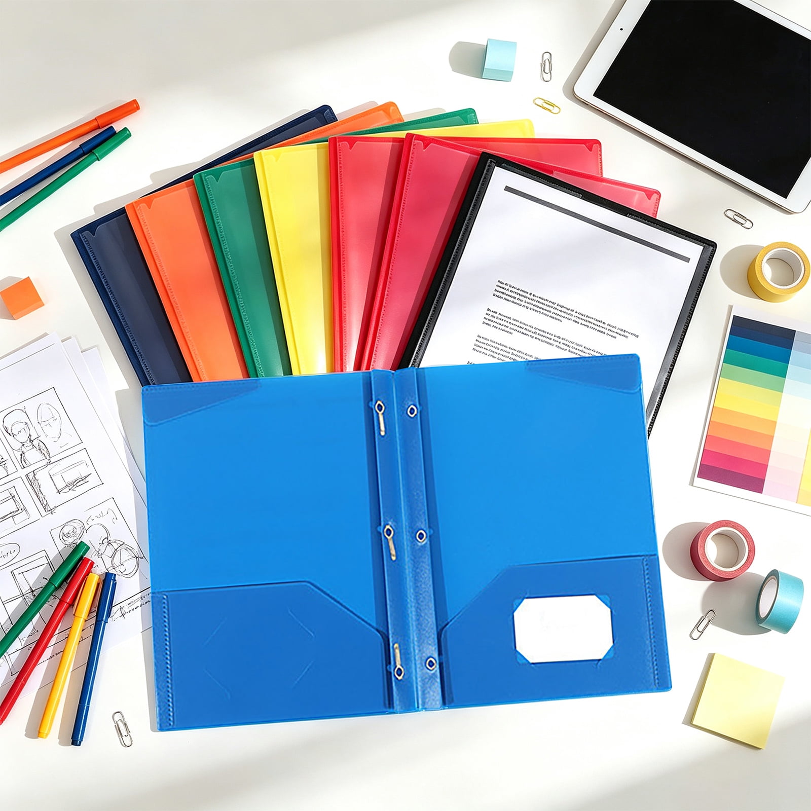 Plastic Folders with Pockets School Supplies Letter Size 2 Pocket Poly File Folders Durable Document Organizer for Office Homework Business Paper Storage F