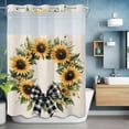 thumbnail image 6 of Yellow Sunflower No Hooks Shower Curtain with Snap-in Liner Spring Retro Black White Bow Flower Floral Linen Texture Shower Curtains for Bathroom, Waterproof, Easy Install, Washable 72"x84", 6 of 9
