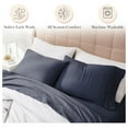 thumbnail image 6 of California King Bed Sheets 4-PC Set | 21" Extra Deep Pocket with 2 Pillowcases | Hotel Luxury Quality | Easy Care, Wrinkle-Free Bedsheet | Microfiber Bedsheets | Dark Blue, 6 of 9