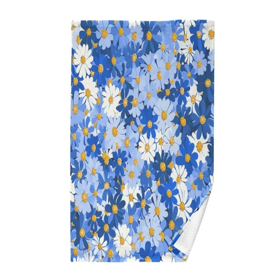 Pure Cotton Face Towel 16x28 Inches Hand Towel Bath Towel Hand Bath Towels Soft Good Water Absorption for Washing Face Wiping Face Blue Flowers Seamless