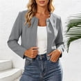 thumbnail image 5 of DeHolifer Cropped Coats for Women Crewneck Solid Color Open Front Crewneck Casual Lightweight Coat Gray S, 5 of 6
