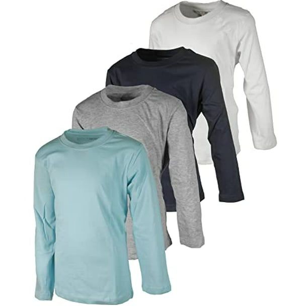 BROOKLYN VERTICAL Boys 4 Pack Long Sleeve Soft Tee Shirts Undershirts (10/12, Combo -