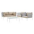 thumbnail image 4 of Modway Harmony 5 Piece Outdoor Patio Aluminum Sectional Sofa Set in White Beige, 4 of 9