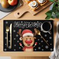 thumbnail image 2 of Merry Christmas Placemats Set of 12, Winter Cartoon Xmas Deer Snowflake Placemats for Dining Table, Place Mats for Kitchen Tabletop, Waterproof Wipeable Dining Table Mats Set, 2 of 9