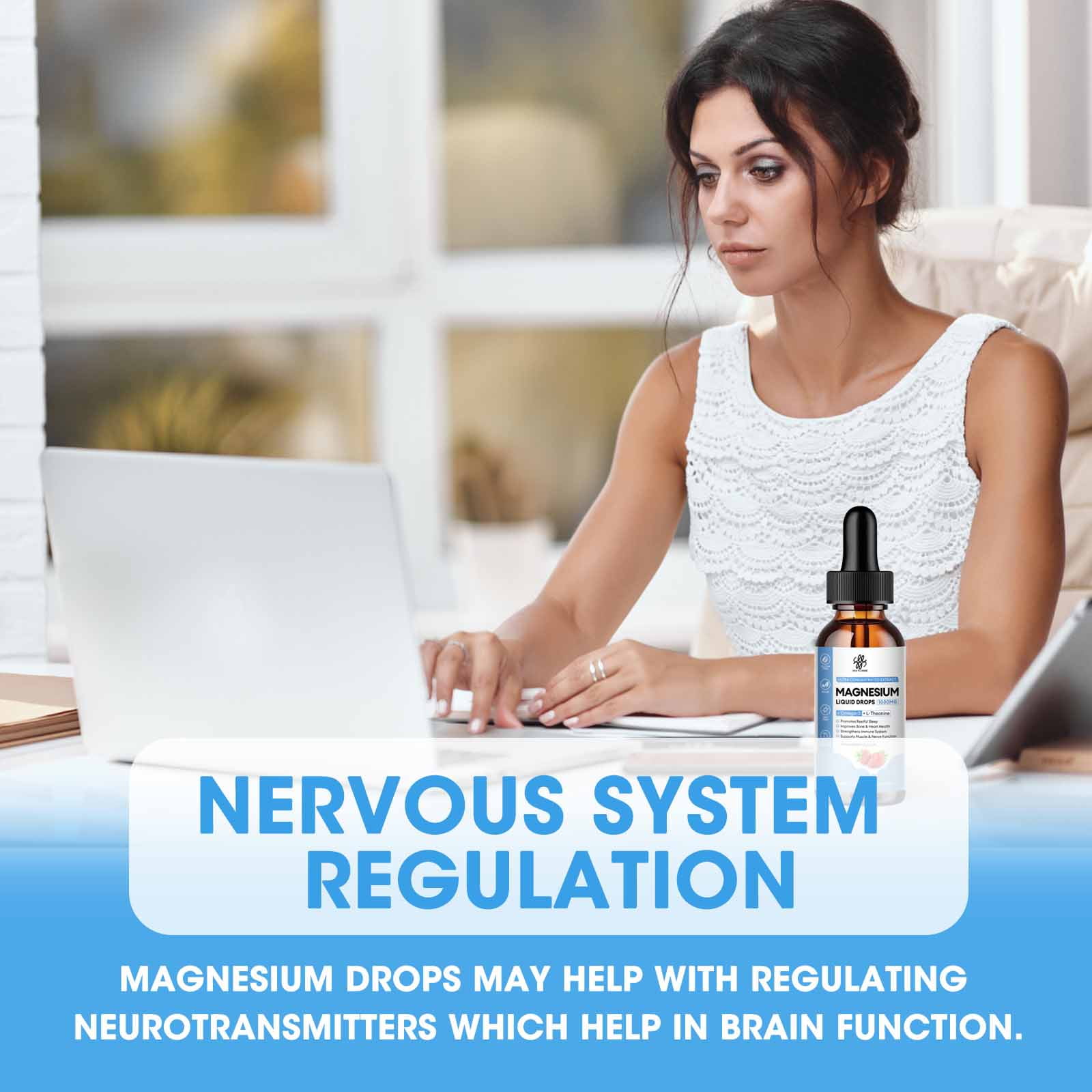 Magnesium Liquid Drops 1000mg| Omega-3+ L-Theanine Magnesium Supplement Strawberry Flavor| 4 Fl Oz (2 PACK)