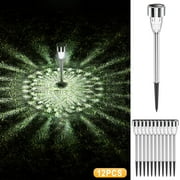 Iumwxz solar lights outdoor Solar Lights Outdoor Stainless Steel LED Lighting Solar Powered Outdoor Lights Solar Garden Lights For Walkway Patio Yard - 12 Pack garden lights patio lights White