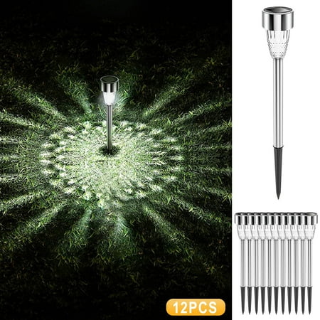 

Solar Lights Outdoor Stainless Steel LED Lighting Solar Powered Outdoor Lights Solar Garden Lights For Walkway Patio Yard - 12 Pack
