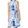 thumbnail image 2 of Santorini island in the Greece Spring Summer Dresses for Women Fashion T-shirt Dress Casual Sleeveless Loose Sundress with Pockets, 2 of 5