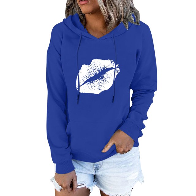Sudadera con Capucha Gibobby para Mujer Estampado de Esqueleto Azul XL