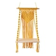 thumbnail image 1 of Macramé para colgar en la pared, estante flotante, colgador de tapicería, estante bohemio, cuerda tejida, almacenamiento de macetas para dormitorio, Amarillo Macarena Estante de pared de macramé, 1 of 2
