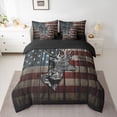 thumbnail image 2 of jejeloiu Jungle Deer Silhouette 7-Piece Twin Bedding Sets,American Flag Pattern Bedding Comforter Set,Gray Red Brown 03 For Boys Reversible, 2 of 8
