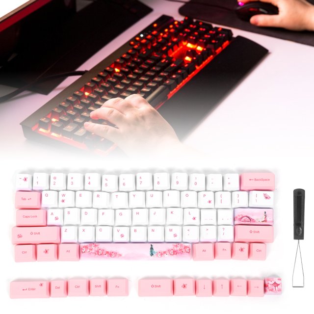 Tecla de teclado, tapa de tecla, tapa de tecla de sublimación de mano de obra exquisita, PBT teido de cinco caras 73 piezas para teclado mecánico,Sublimación Keycap PBT Keycap Keycap Keyboard Keycap A Higoodz Accesorios electrónicos