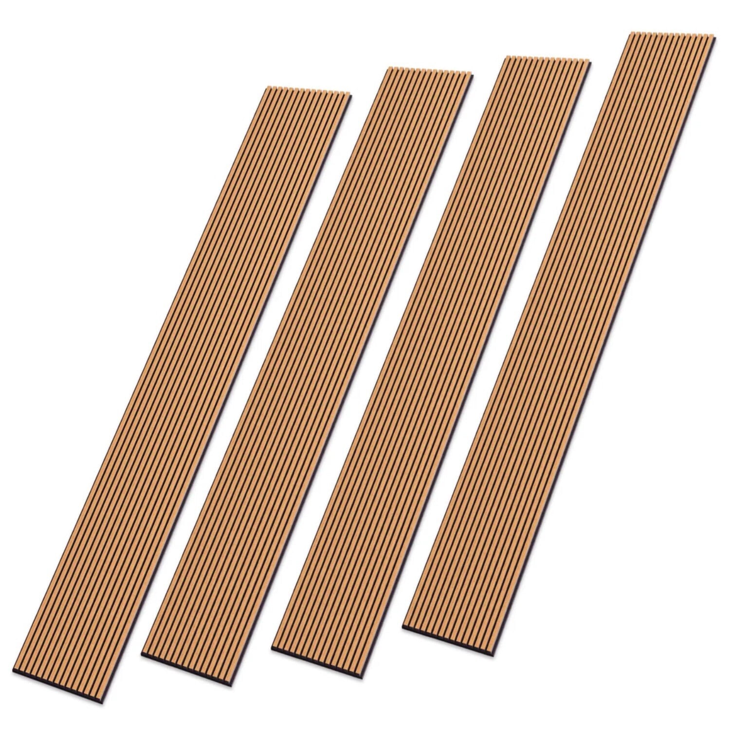 Easy4Home 4Pcs 106"x12.6" Soundproof Wood Slat Panels Acoustic Wall and Ceiling Panels, Light Brown