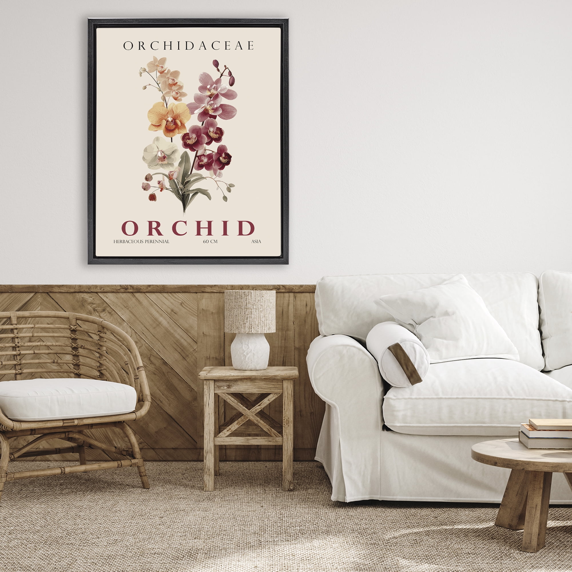 Stupell Industries Natural Orchid Bundle Black Framed Floater Canvas Wall Art, design by Christopher Giampietro